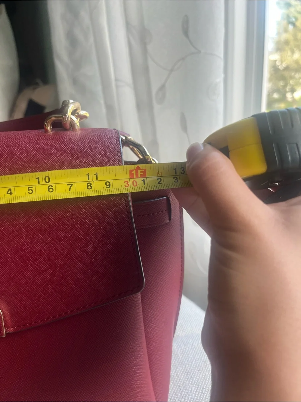 Michael Kors Red Saffiano Leather Satchel with Gold Hardware